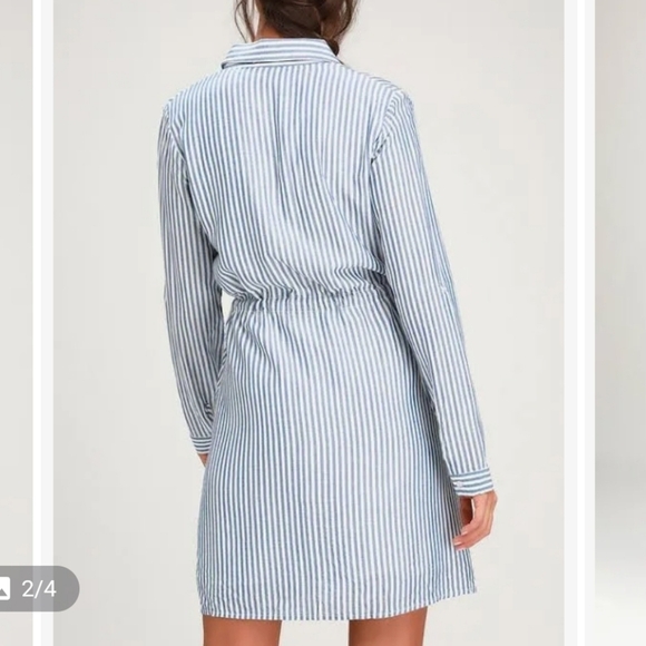 Lulus | Lifestyle Blue and White Striped Long Sleeve Shirt Dress - Picture 13 of 13